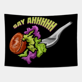 Say Ahhhhh, Fork With Veggies For Vegan Tapestry