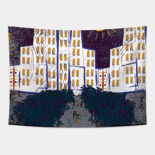 cityscape abstract art Tapestry