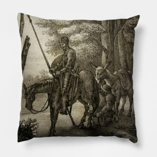 Don Quixote Antique Engraving Pillow