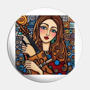 Woman playing a violin Pin