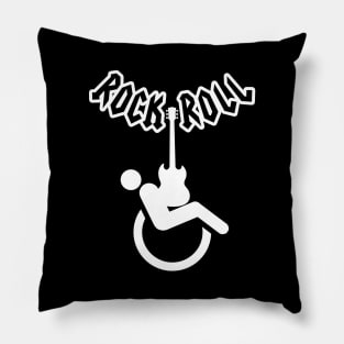 Wheelchair humor rock and roll logo Pillow