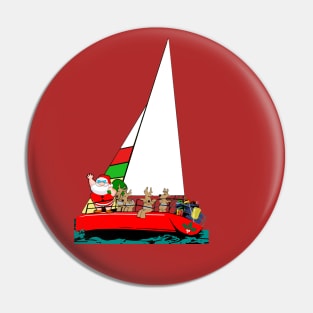 Santa Sailing at Christmas Pin