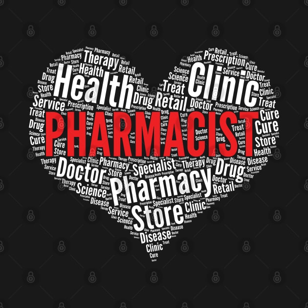 Pharmacist Heart Shape Word Cloud Design print by theodoros20