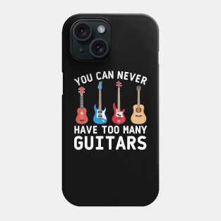 Guitar ukulele bass acoustic classic electric white text Phone Case