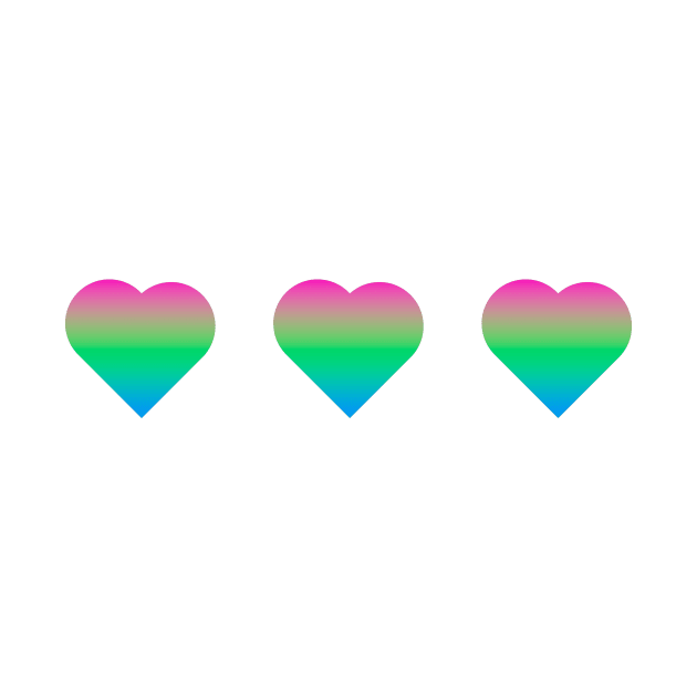 Bi+ Hearts Polysexual Flag (Vertical Gradient Trio) by opalaricious