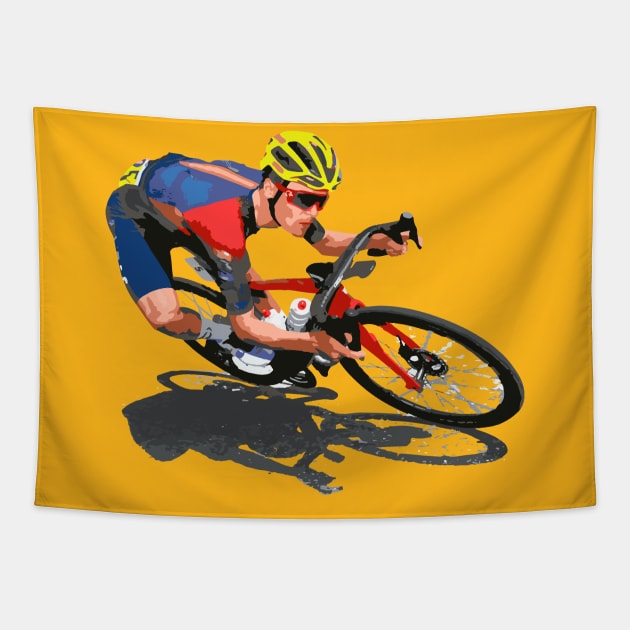 Road cycling bending curve Tapestry by Pasghetti