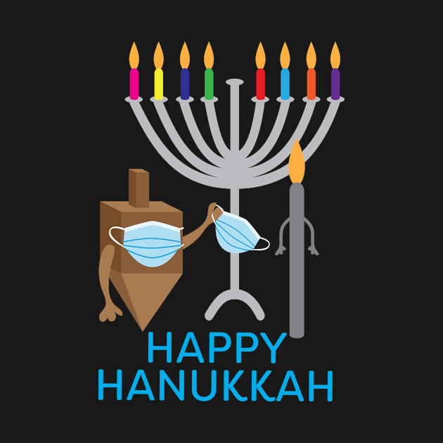 Happy Hanukkah - Spinning top and Candle with face mask by sigdesign