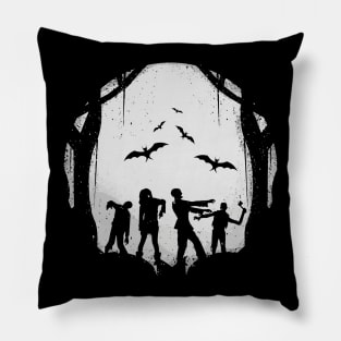 Halloween Zombie Moon Bats Horror Scary Vintage Tummy Ache Survivor Pillow