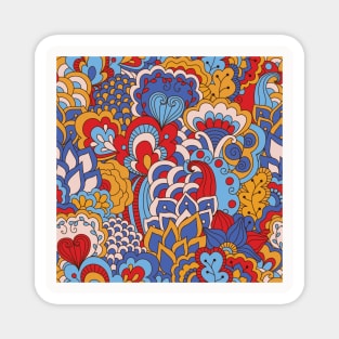 Abstract Floral Neck Gator Red Blue Orange Floral Abstract Magnet