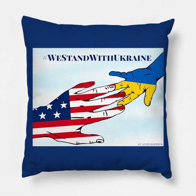 We stand with Ukraine usa Pillow by CathyGraphics