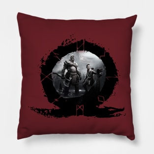 God Of War - The Boat In The Ring Black & White Pillow