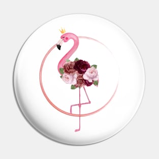 Flamingo with flowers. Pin