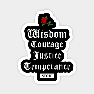 Stoic Virtues - Wisdom, Courage, Justice, Temperance Magnet