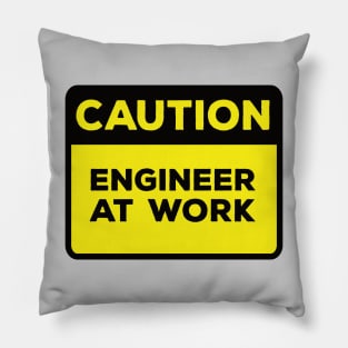 Funny Yellow Road Sign - Caution Engineer at Work Pillow