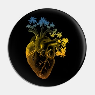 Colored Anatomically Correct Human Heart - Palm Trees Pin