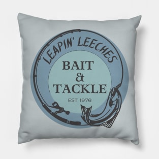 Leapin' Leeches Bait & Tackle Fishing Logo Pillow