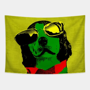 FUNNY DOG Green Yellow Tapestry