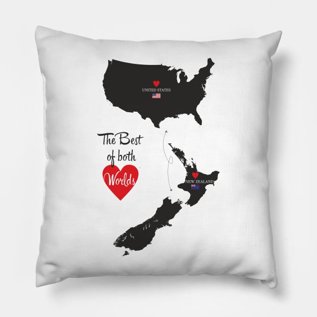 The Best of both Worlds - United States - New Zealand Pillow by YooY Studio