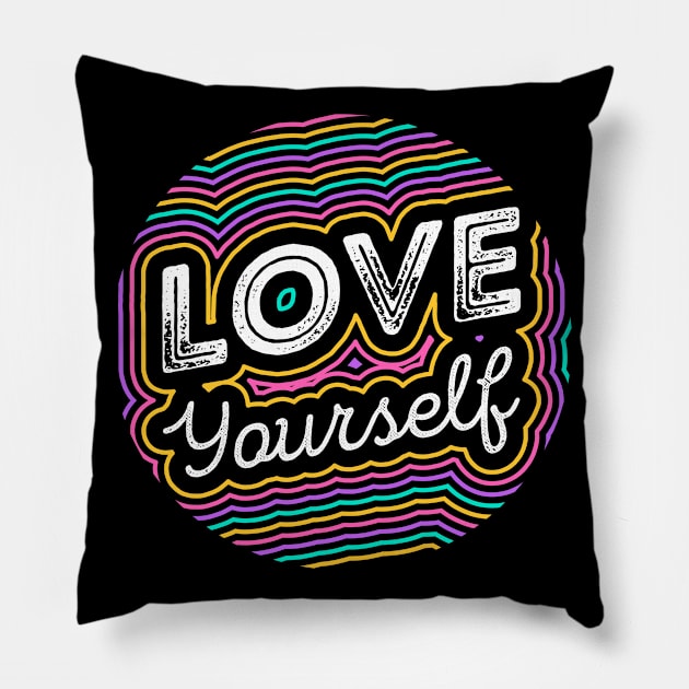 Love yourself cirlce colorful Pillow by joeymono