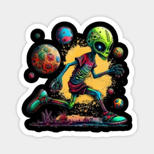 Alien is Playing Football Magnet