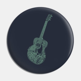 Acoustic Guitar Art tattoo Pin