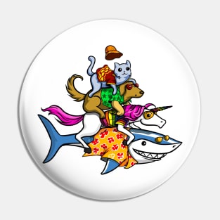 Animals Riding Shark Pin