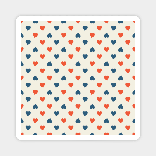 Stylized red and blue hearts on a light background. Magnet by masha