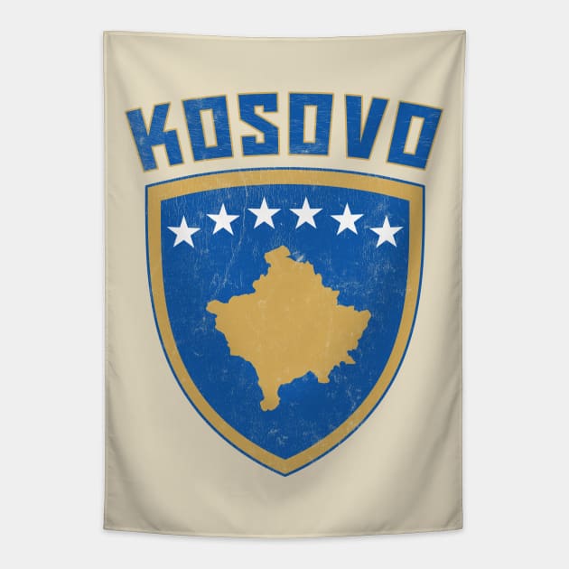 Kosovo // Vintage Faded Style Flag Design Tapestry by DankFutura