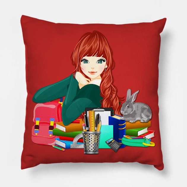 study girl Pillow by M_Mary