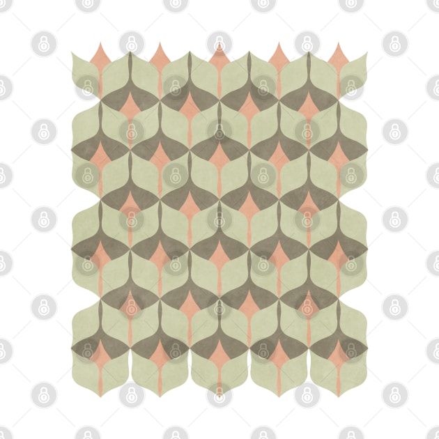 Geometric Pattern Green Orange Brown by FAROSSTUDIO