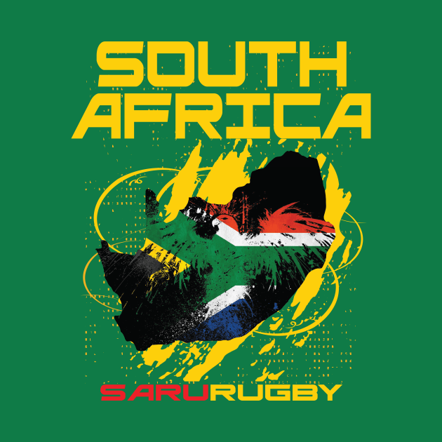 South Africa Rugby Flag Bird Map Memorabilia by CGD