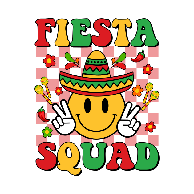 Cinco de Mayo, Fiesta Squad, Retro Smiley Mexican, Sombrero by artbyGreen