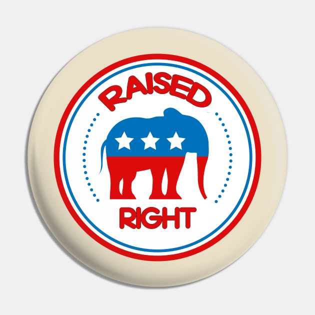 Raised Right Conservative Republican Elephant Pin by WalkingMombieDesign