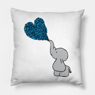 Baby Blue Elephant Love Pillow