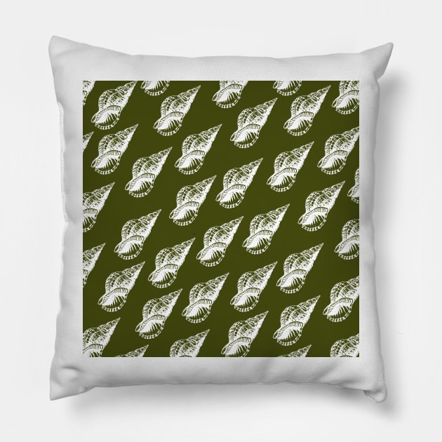 tulip shell aloha print pattern green and white Pillow by maplunk