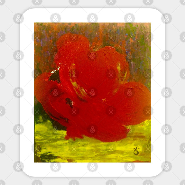 Abstract In Nature Red Rose Acrylic Painting Sticker