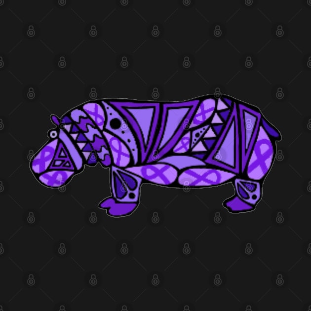 Purple Awareness Ribbon Hippo Mandala by CaitlynConnor