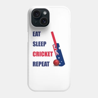 Eat Sleep Cricket Repeat Australia Flag Cricket Bat Phone Case