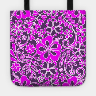 Hibiscus Pink and Purple Pattern Tote