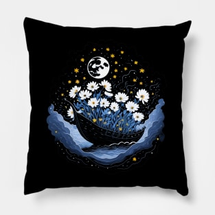 Dreamy Daisies and Starry Night Pillow