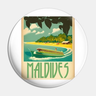 Maldives Boat Vintage Travel Art Poster Pin