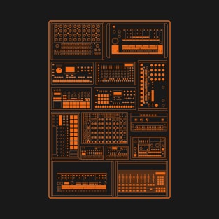 Electronic Musician Drum Machine Synth Collection Orange T-Shirt