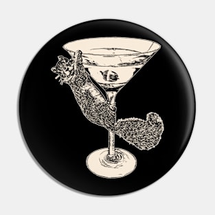 Furry Friend Fiesta Squirrel With Glass, Stylish Statement Tee Extravaganza Pin