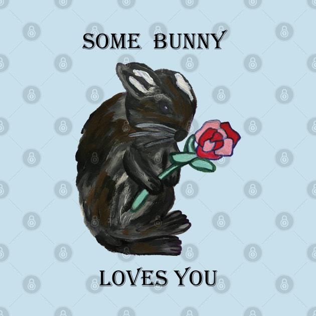 Black rabbit with rose: Some bunny loves you by Anke Wonder 