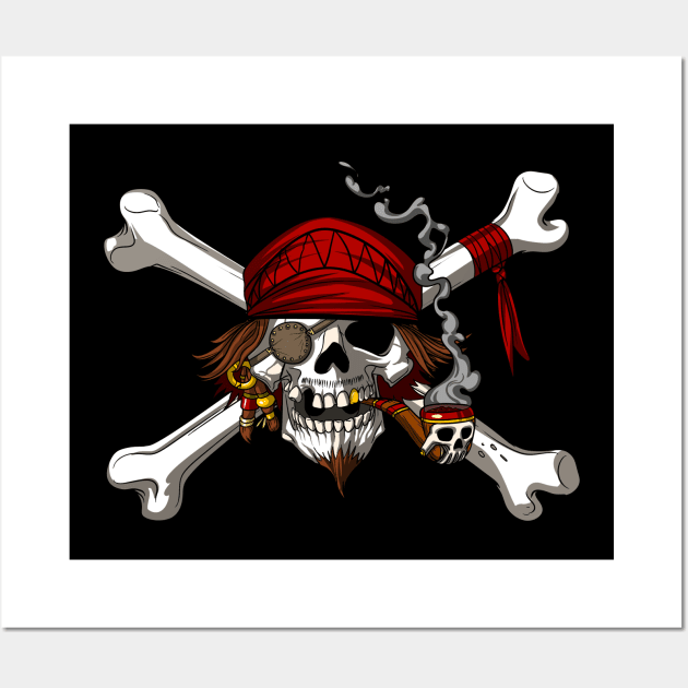 Pirates Skulls With Crossed Bones And Weapon Print Stock