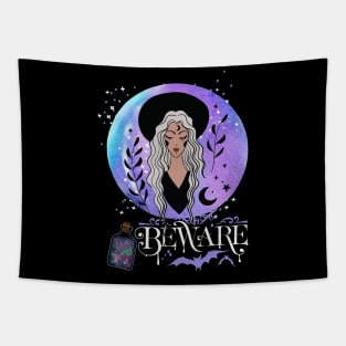 Magic Witch Tarot cards Beware potion witchy hat Witchcraft astrology Halloween Tapestry