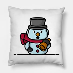 Snowman with hat and scarf cartoon character vector icon illustration. Pillow