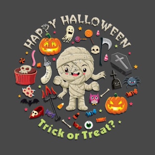 Kids Happy Halloween Trick or Treat Mummy T-Shirt