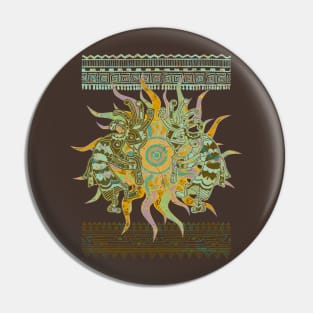 Native American Kokopelli Musicans - Sun Border 3 Pin