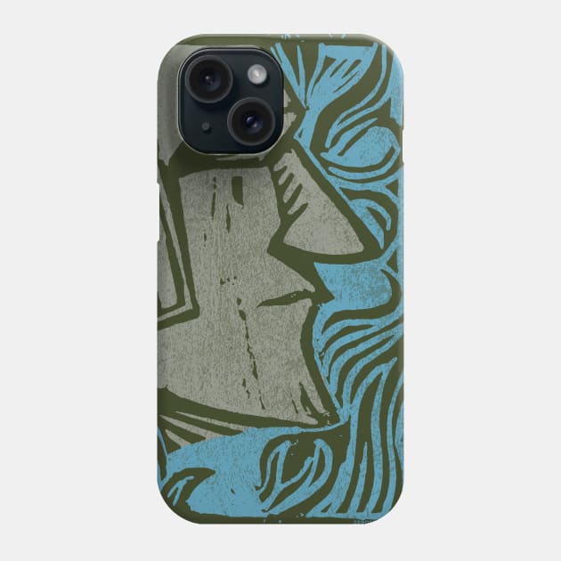 Wood Cut Moai Phone Case by zerostreet